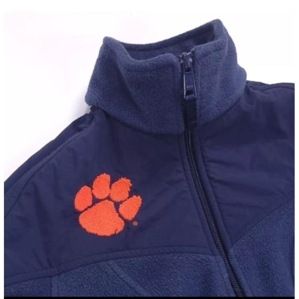 Columbia Womens Fleece Jacket Size L Blue Full Zip Clemson Tigers Collegiate